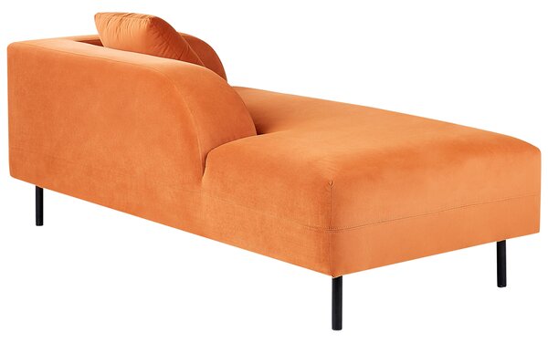 Leňoška oranžová zamatová 2-miestna pravostranná retro minimalistický štýl obývacia izba