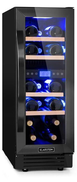 Klarstein Vinovilla 17 Built-in Duo Onyx Edition, dvojzónová vinotéka, 53 l, 17 fliaš, 3-farebné sklenené dvere