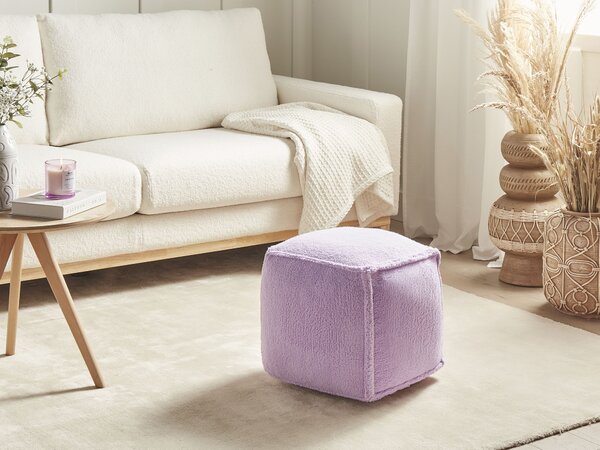 Puf fialový polyester 40 x 40 x 40 cm štvorcový tvar bez vzoru jednofarebná taburetka podnožka moderný štýl obývačka spálňa