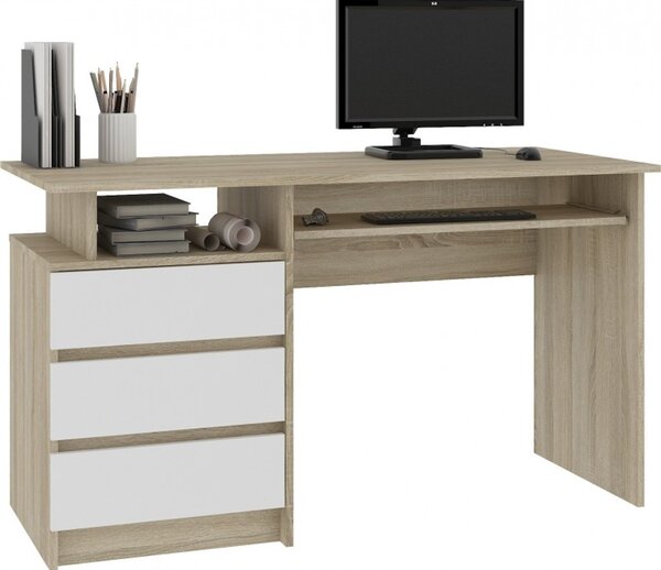Počítačový stôl CLP 135 cm sonoma/biely