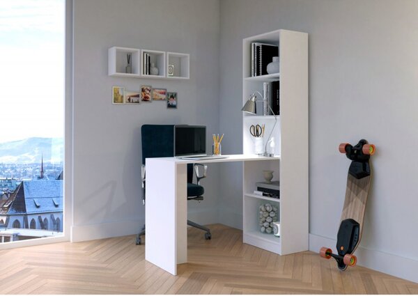 Pracovný stôl s regálom SMART biely