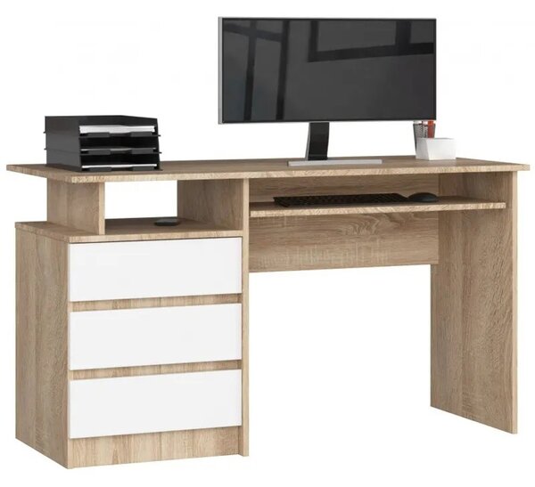 Počítačový stôl CLP 135 cm sonoma/biely