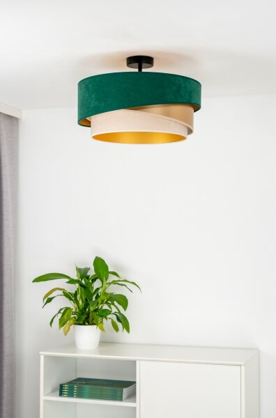 Duolla - Prisadený luster KOBO 1xE27/15W/230V pr. 45 cm zelená/zlatá/krémová