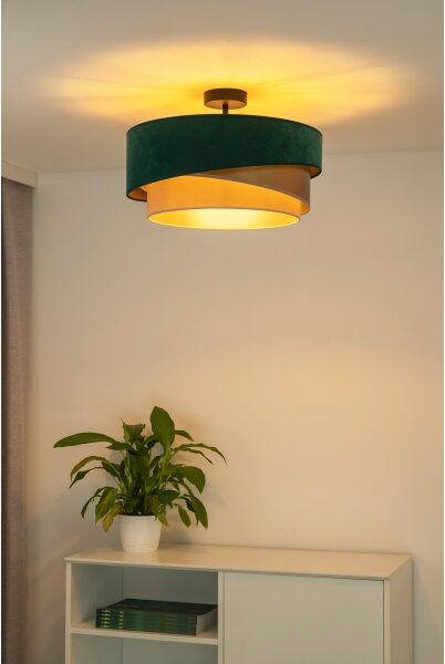 Duolla - Prisadený luster KOBO 1xE27/15W/230V pr. 45 cm zelená/zlatá/krémová