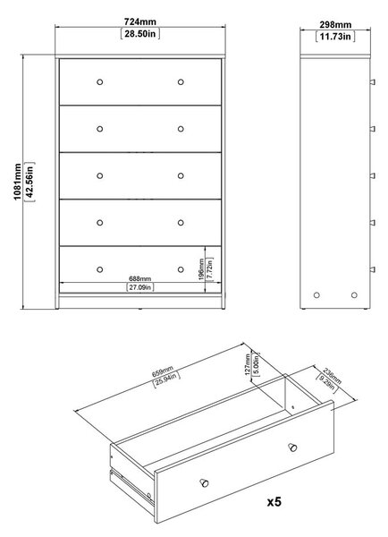 Biela komoda 72x108x30 cm May – Tvilum