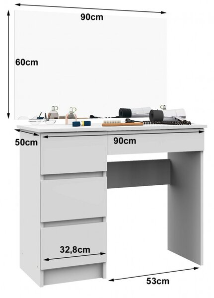 Toaletný stolík T-6/SL 900x600 ľavý