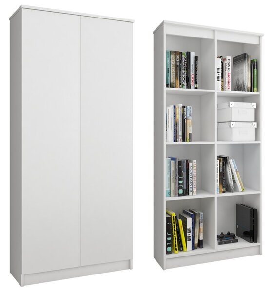 Regál R 80 cm CLP 2 dvierka 8 poličiek biely