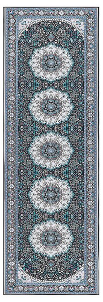Koberec behúň modrý polyester 80 x 240 cm orientálny vzor protišmykový vintage moderný štýl predsieň