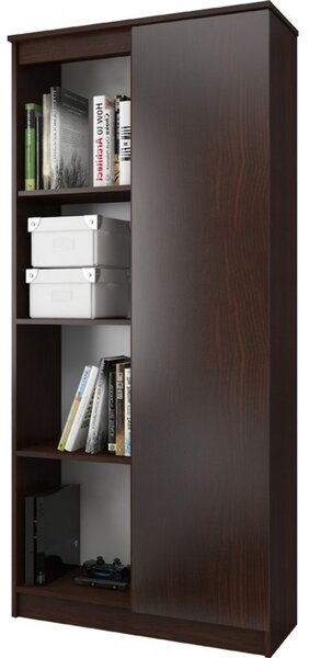 Regál R 80 cm 1 dvierka 6 poličiek wenge