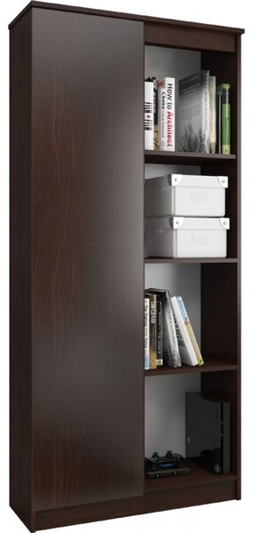 Regál R 80 cm 1 dvierka 6 poličiek wenge
