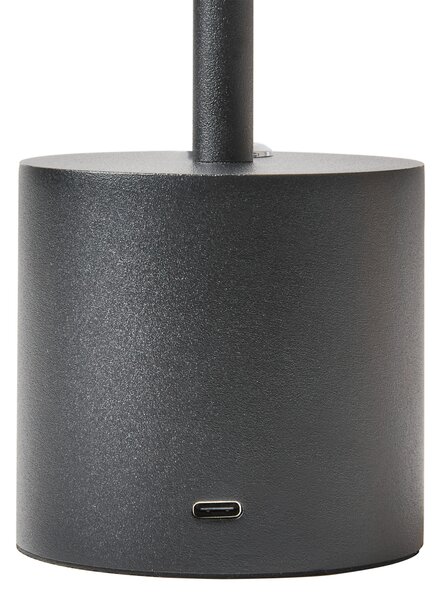 Stolná lampa čierna železo hliník s dotykovým vypínačom nabíjanie cez USB kábel bezdrôtová moderný štýl interiér exteriér