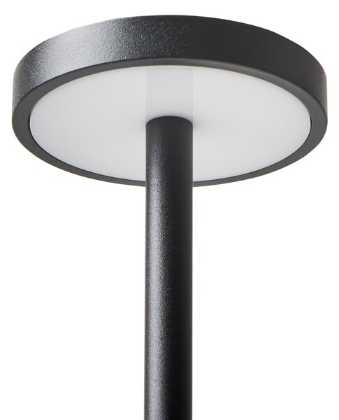 Stolná lampa čierna železo hliník s dotykovým vypínačom nabíjanie cez USB kábel bezdrôtová moderný štýl interiér exteriér