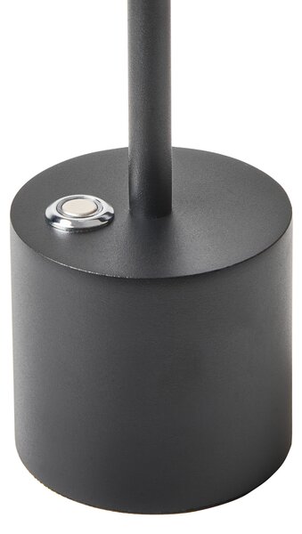 Stolná lampa čierna železo hliník s dotykovým vypínačom nabíjanie cez USB kábel bezdrôtová moderný štýl interiér exteriér