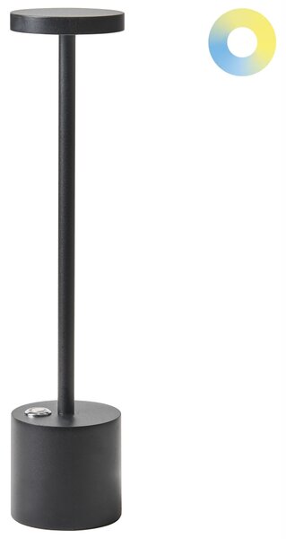 Stolná lampa čierna železo hliník s dotykovým vypínačom nabíjanie cez USB kábel bezdrôtová moderný štýl interiér exteriér