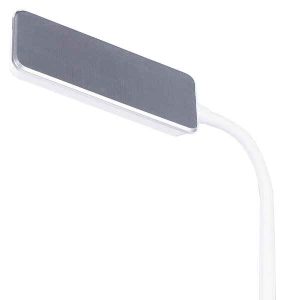 LED stolová lampa biela syntetický materiál kancelárska lampa s nastaviteľným ramenom a stmievačom
