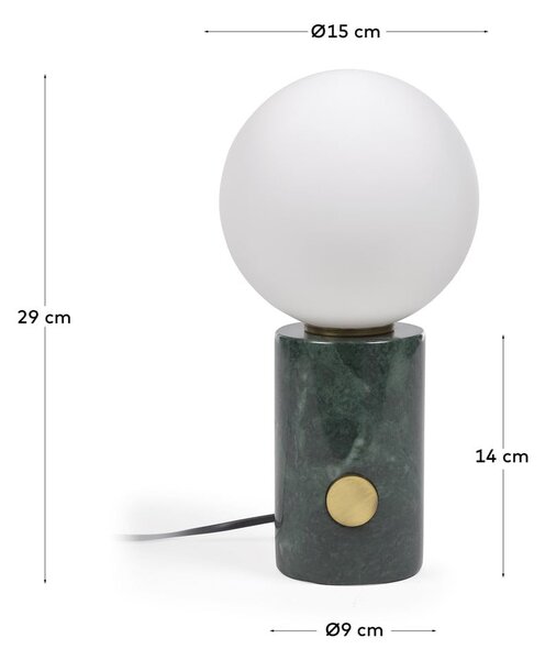Zelená stolová lampa so skleneným tienidlom (výška 29 cm) Lonela - Kave Home