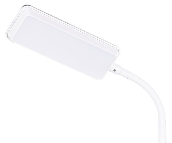 LED stolová lampa biela syntetický materiál kancelárska lampa s nastaviteľným ramenom a stmievačom