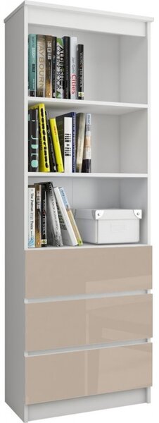 Regál R 60 cm CLP 3 zásuvky 2 poličky cappuccino lesk