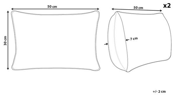 Sada 2 dekoratívnych vankúšov béžová čierna polyester 30 x 50 cm geometrický vzor so strapcami obdĺžnikový tvar moderný štýl doplnky