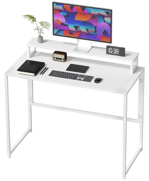 HOMCOM Skladací počítačový stôl s držiakom na monitor, biely