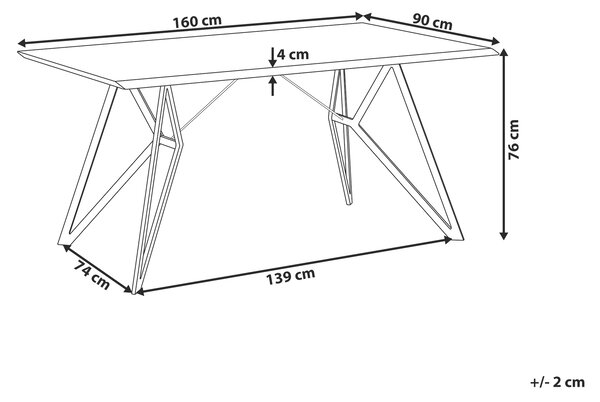 Jedálenský stôl sivý betónový efekt MDF čierne kovové nohy obdĺžnikový 160 x 90 cm kuchyňa jedáleň v industriálnom štýle