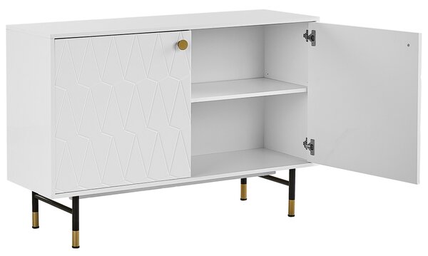 Komoda biela MDF dvojdverová úložná skrinka moderný minimalistický dizajn obývacia izba