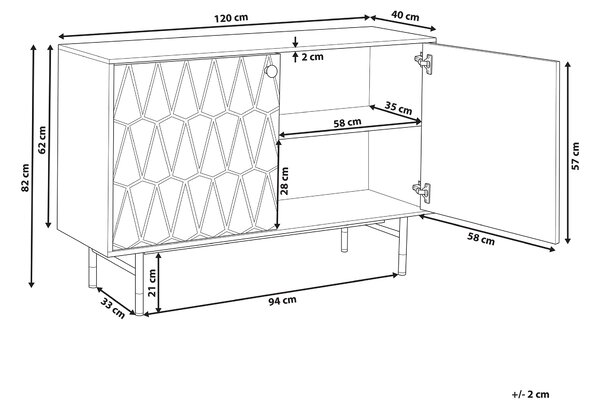 Komoda biela MDF dvojdverová úložná skrinka moderný minimalistický dizajn obývacia izba
