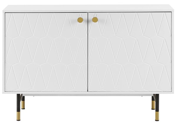 Komoda biela MDF dvojdverová úložná skrinka moderný minimalistický dizajn obývacia izba