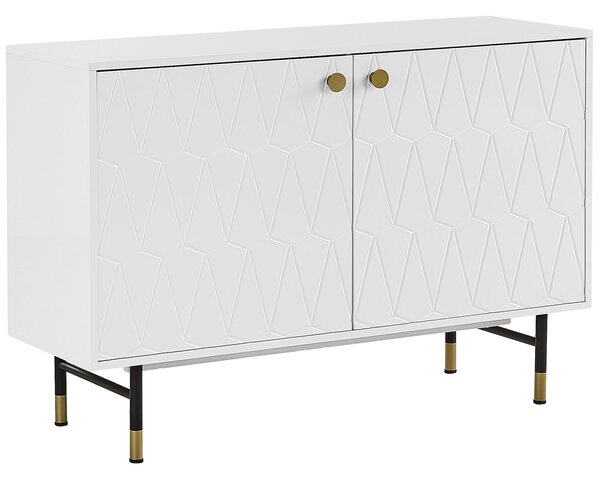 Komoda biela MDF dvojdverová úložná skrinka moderný minimalistický dizajn obývacia izba