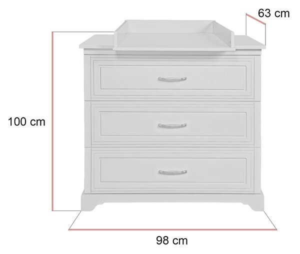 KOMODA TOSCANA ŠEDÁ DO DETSKEJ IZBY 98 cm