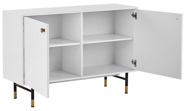 Komoda biela MDF dvojdverová úložná skrinka moderný minimalistický dizajn obývacia izba