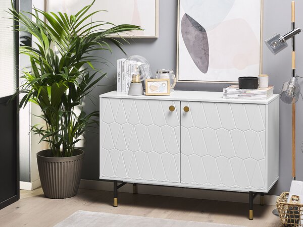 Komoda biela MDF dvojdverová úložná skrinka moderný minimalistický dizajn obývacia izba