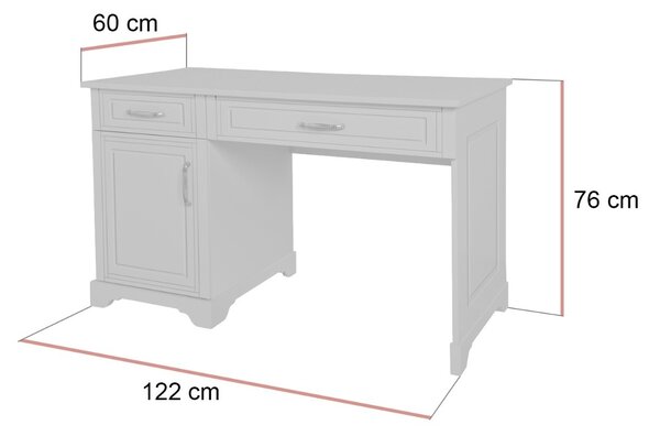 PISACÍ STÔL TOSCANA ŠEDÝ 122 cm