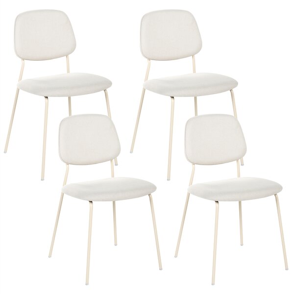 Sada 4 jedálenských stoličiek krémová biela polyester železné nohy ochranné podložky moderný minimalistický dizajn jedáleň