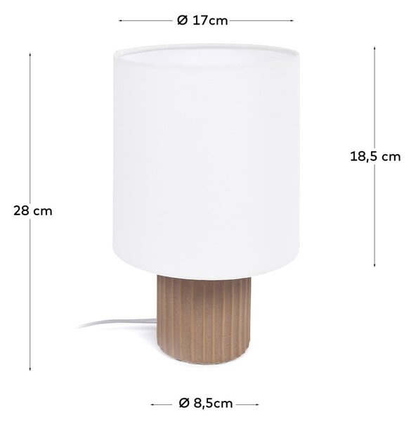 Stolová lampa s textilným tienidlom v bielo-prírodnej farbe (výška 28 cm) Eshe - Kave Home