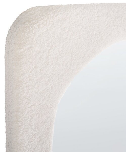Nástenné zrkadlo závesné krémová biela polyester MDF rám 170 x 70 cm obdĺžnikový tvar moderný štýl doplnky