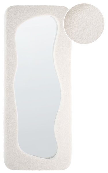 Nástenné zrkadlo závesné krémová biela polyester MDF rám 170 x 70 cm obdĺžnikový tvar moderný štýl doplnky