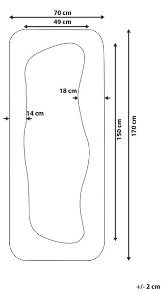Nástenné zrkadlo závesné krémová biela polyester MDF rám 170 x 70 cm obdĺžnikový tvar moderný štýl doplnky