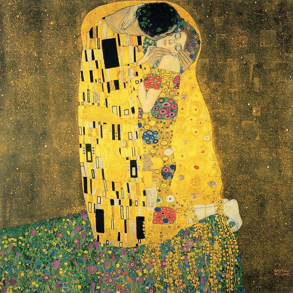 Reprodukcia obrazu Gustav Klimt The Kiss, 50 × 50 cm