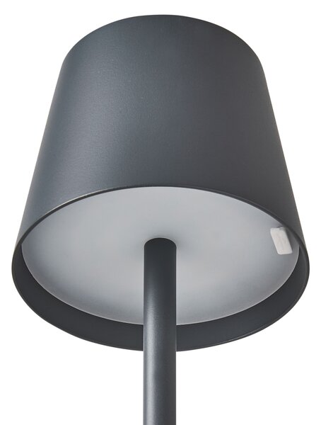 Stolná lampa tmavosivá železo hliník s dotykovým vypínačom nabíjanie cez USB kábel bezdrôtová moderný štýl interiér exteriér