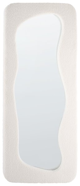 Nástenné zrkadlo závesné krémová biela polyester MDF rám 170 x 70 cm obdĺžnikový tvar moderný štýl doplnky