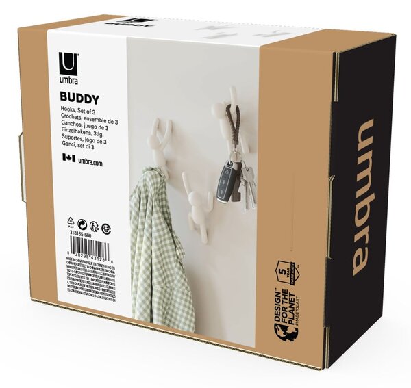 Nástenné plastové háčiky v súprave 3 ks Buddy - Umbra