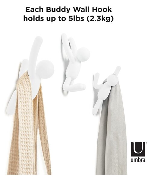 Nástenné plastové háčiky v súprave 3 ks Buddy - Umbra