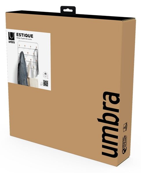 Biely prírodný kovový vešiak na dvere 36 cm Estique - Umbra
