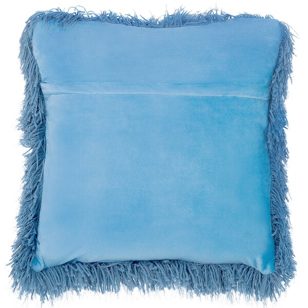 Sada 2 dekoratívnych vankúšov modrý polyester 45 x 45 cm umelá kožušina mäkká výplň moderný štýl