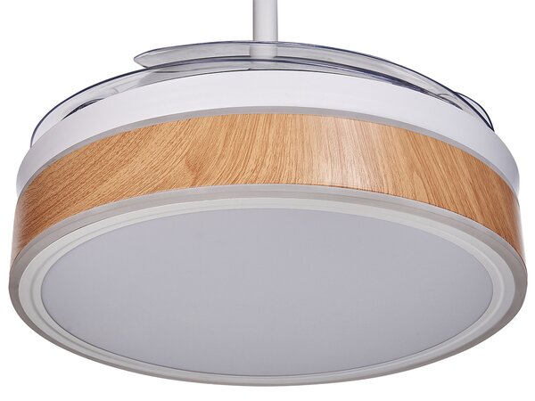 Stropný ventilátor so svetlom biely syntetický materiál železné zasúvacie lopatky diaľkové ovládanie moderná tradičná obývačka