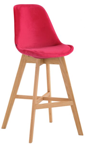 Barová stolička Cannes ~ zamat, drevené nohy natura Farba Červená