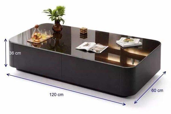 LuxuryForm DESIGN Konferenčný stolík ASTON 120 × 60 × 36 cm – čierny s bielou doskou