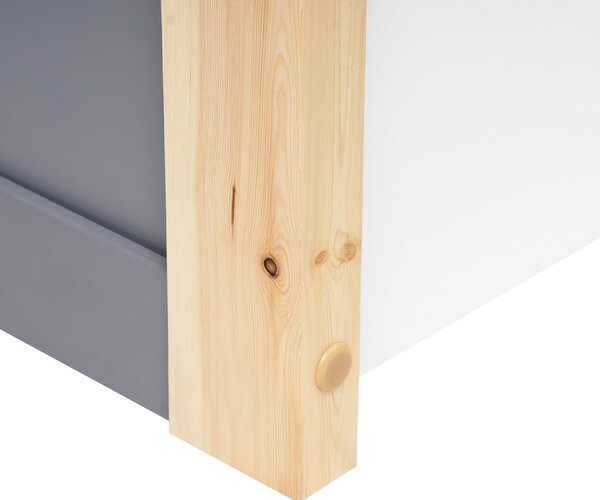 Detská posteľ biela sivá svetlé borovicové drevo 90 x 200 cm tvar domčeka jednolôžko pre deti s úložnými zásuvkami lamelový rám postele