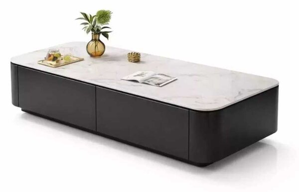 LuxuryForm DESIGN Konferenčný stolík ASTON 120 × 60 × 36 cm – čierny s bielou doskou